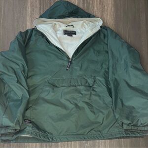 Charles River Apparel Green Hooded Pullover Windbreaker Fleece Lined